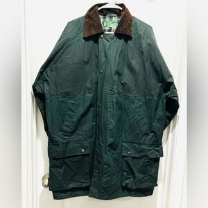 Vtg 90s Waxed Canvass Jacket w/ Corduroy Collar, Made in UK